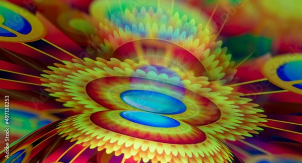 Fototapeta Abstract multicolor psychedelic background created with a metal spoon reflection