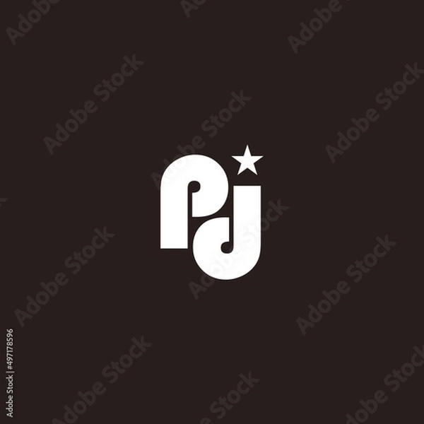 Obraz PD letter simple monogram logo with star.  Vector illustration template design