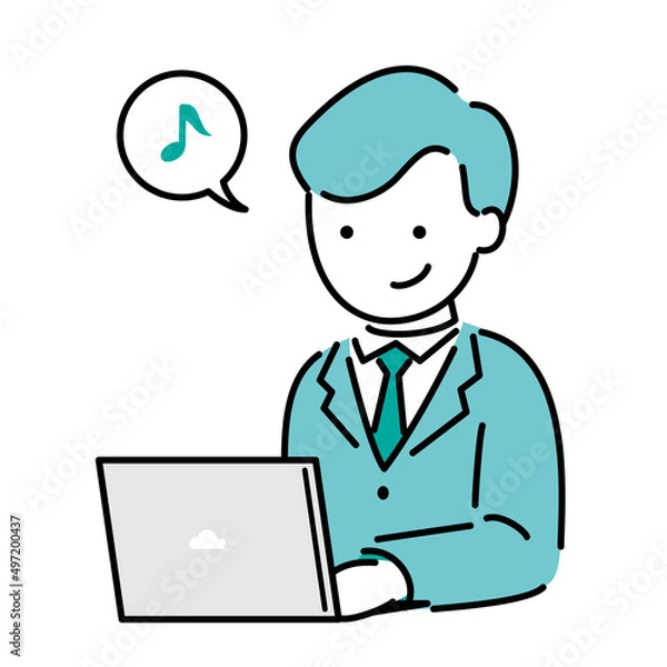 Fototapeta パソコンを操作する男性ビジネスマン　デスクワーク　仕事が楽しい