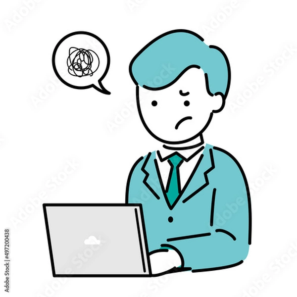 Fototapeta パソコンを操作する男性ビジネスマン　デスクワーク　トラブル