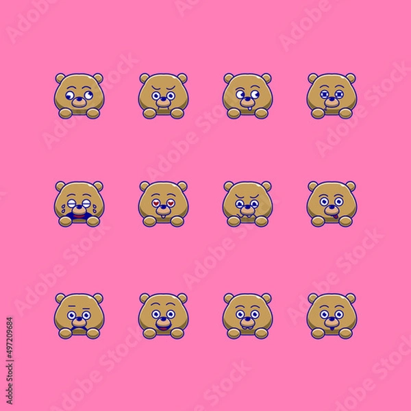 Obraz cute bear emoticon emoji bundle