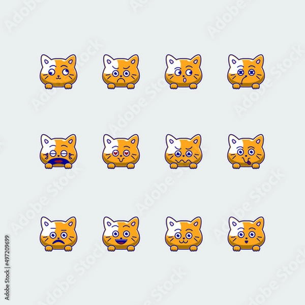 Obraz cute cat emoticon emoji bundle