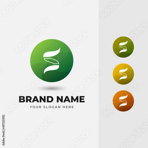 Fototapeta Letter S Abstract Alphabet Natural Green Leaf Vector Logo Design