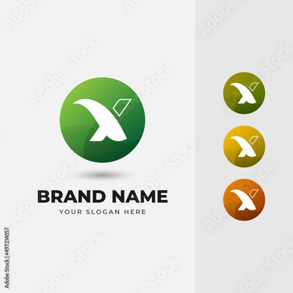 Obraz Letter X Abstract Alphabet Natural Green Leaf Vector Logo Design