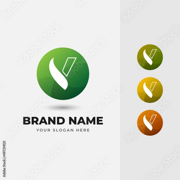 Fototapeta Letter Y Abstract Alphabet Natural Green Leaf Vector Logo Design