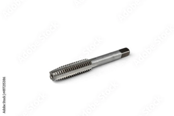 Fototapeta Tap for cutting thread in holes isolated on white background.