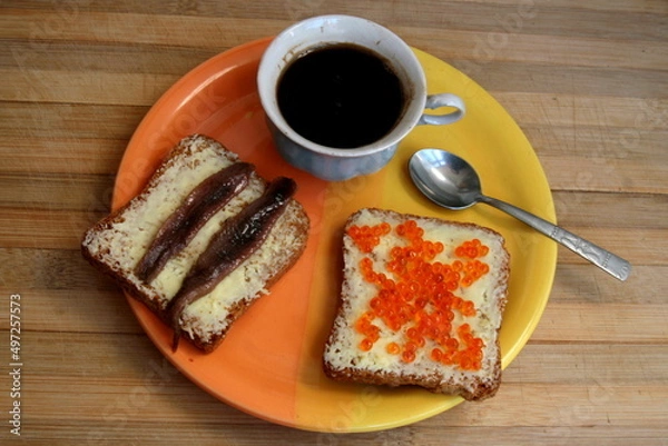 Fototapeta toast with coffee