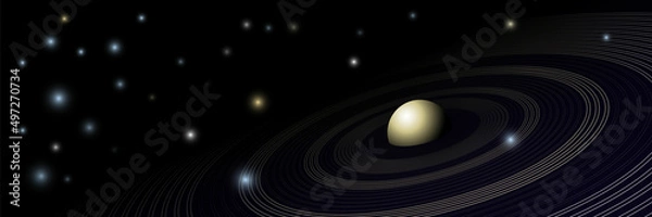 Fototapeta Saturn space dark vector background with stars