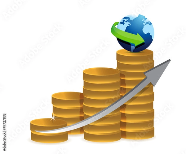 Fototapeta coin graph globe