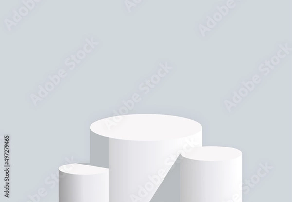 Fototapeta Modern white 3D realistic podium for your product showcase. Vector illustration.