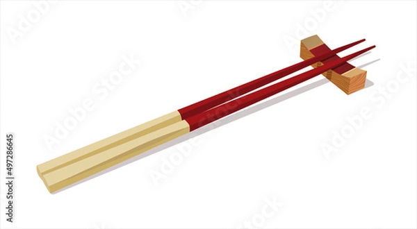 Obraz Traditional chopsticks with stand. Isolated vector illustration.