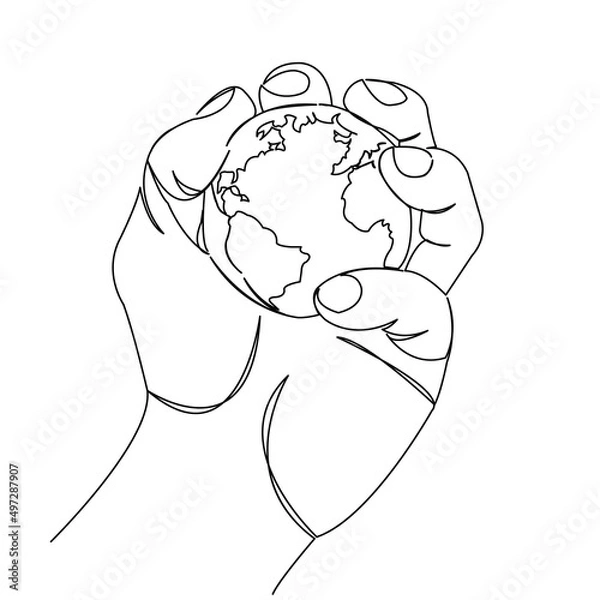Fototapeta hand squeezing the globe