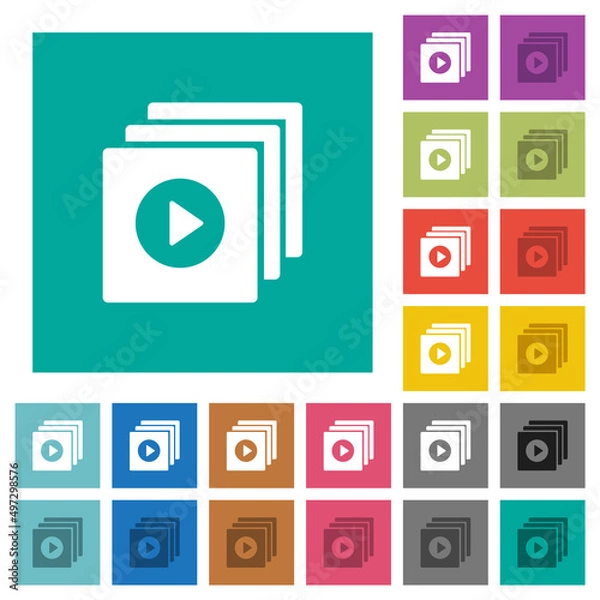 Obraz Play files solid square flat multi colored icons