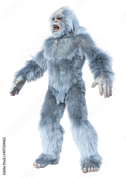Fototapeta 3D Rendering Yeti on White