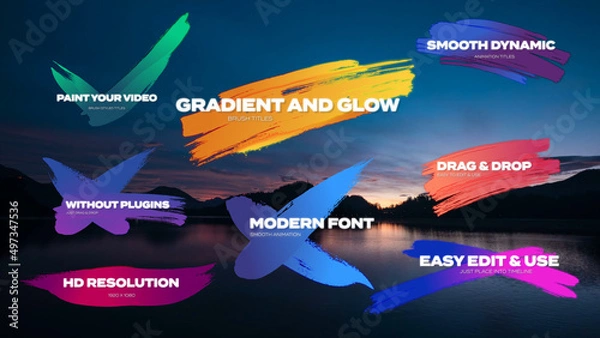 Fototapeta Gradient and Glow Brush Titles 2