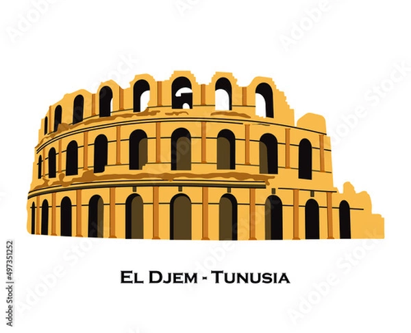 Fototapeta Ancient roman amphitheater in El Djem. Mahdia governorate, Tunisia, North Africa