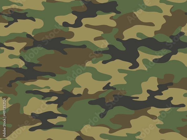 Fototapeta Camouflage seamless pattern. Military texture. Print on fabric and clothing. Vector illustration