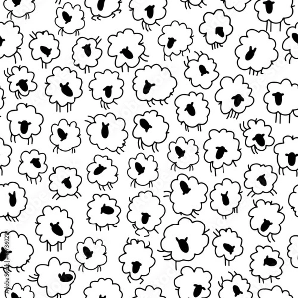 Obraz seamless pattern black and white concise cute sheep