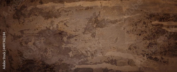 Fototapeta old brown background and vintage texture grunge border design, abstract coffee stained dark brown paper in antique website or template background banner
