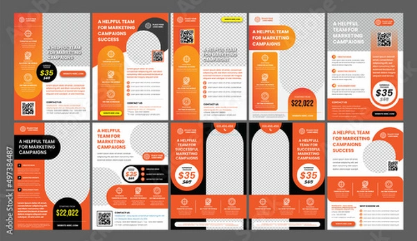Fototapeta Orangist Flyer Bundler - 10 templates of a4 flyer template and modern design, perfect for creative professional business in orange color