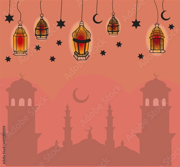 Fototapeta Ramadan art illustration can be used as gift card, poster and graphic element.