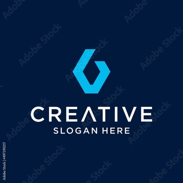 Fototapeta Letter g logo template icon design for business of Construction Real Estate