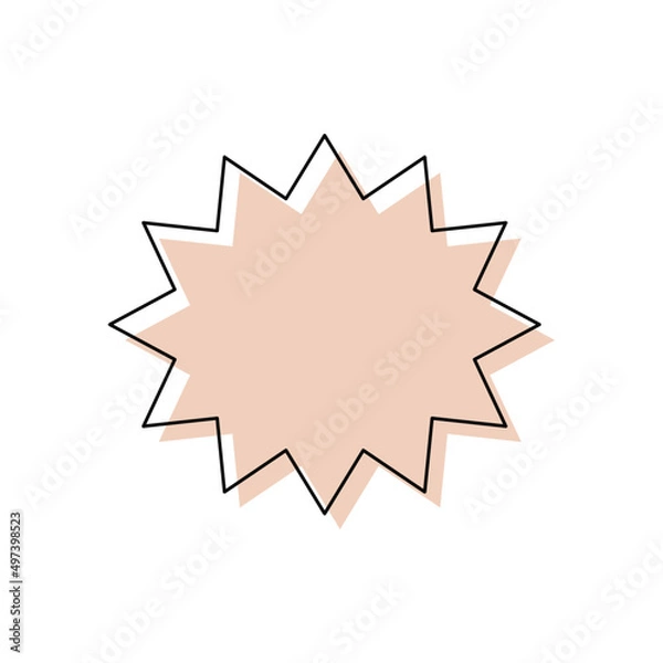 Fototapeta Modern speech bubble frame for comic text isolated white background. Empty outline bubble for speech text. Dialog empty cloud, cartoon box.