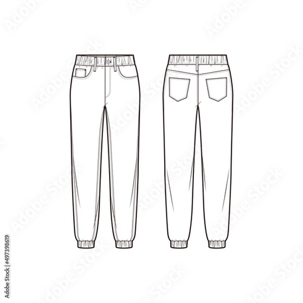 Obraz Women's Relaxed Jogger fashion vector sketch, Apparel template / Illustrator CC