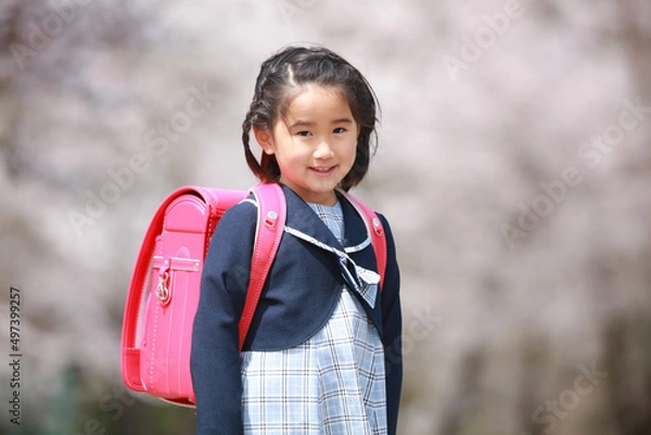 Fototapeta ランドセルを背負う女の子