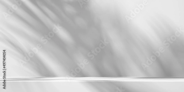 Fototapeta 3D white product podium display with white background and tree shadow,summer product mockup background,3D render illustration