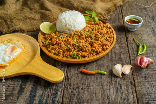 Obraz Stir Fried Basil with Minced Pork
