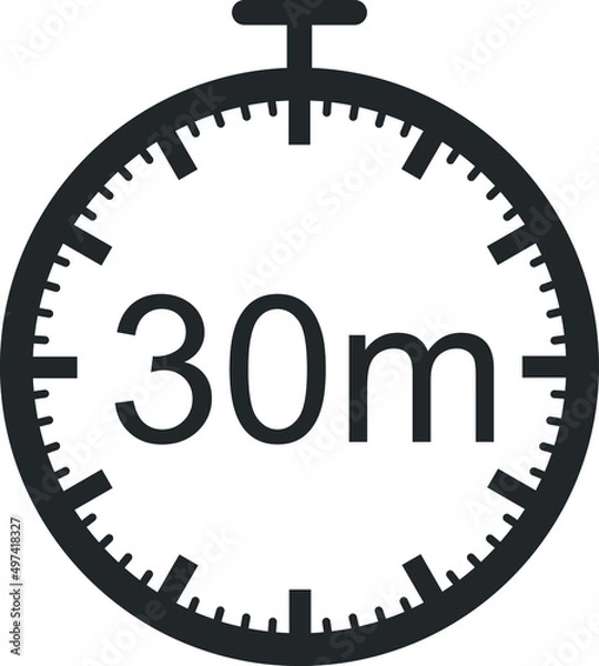 Fototapeta 30-minute timer clock icon vector 