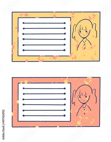 Fototapeta Stylish cute sheets with girls for a personal diary, planner template. Organizer with notes and to-do list.