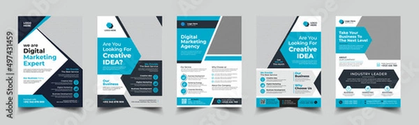 Obraz a bundle of 5 templates of a4 flyer, Flyer template layout design. business flyer, brochure, magazine or flier mockup in bright colors. perfect for creative professional business. vector template