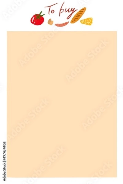 Fototapeta An attractive page with a picture of vegetables and bread for your shopping list