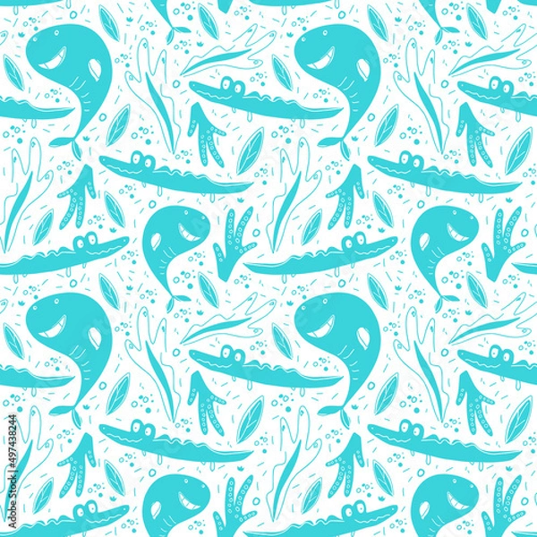 Obraz Cute sea animals seamless pattern