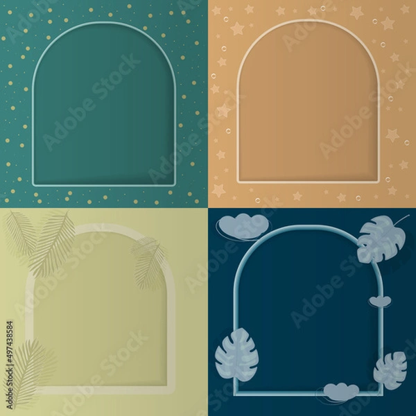 Obraz Vector templates for products, 4 in 1. For cosmetics, electronics, summer goods. In retro color.