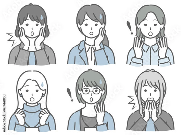 Fototapeta 驚く女性のセット（仕事向きの服装）