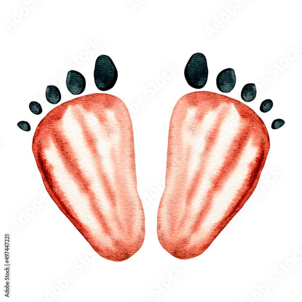 Obraz Watercolor cartoon human footprints isolated