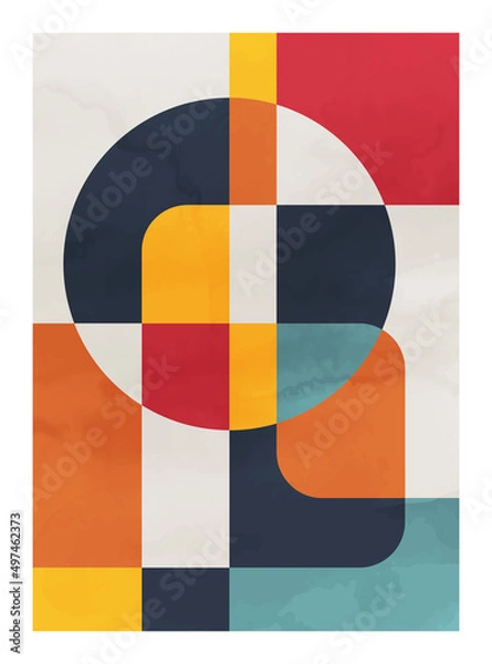 Fototapeta Abstract art,  watercolor geometric background. Design for poster, wall decoration, cover, EPS10 vector template