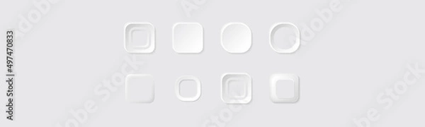 Fototapeta Web elements geometry modern neumorphism trend design. 3D minimalism vector buttons neumorphic design. Geometric shapes square white background with light shadows.