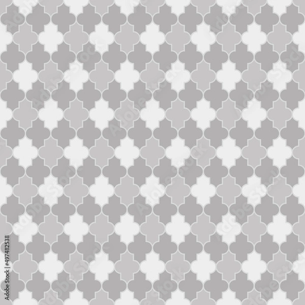 Fototapeta Arabic seamless pattern grid lantern shapes tiles.