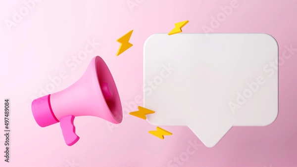 Obraz megaphone with speech bubble 3d illustration background