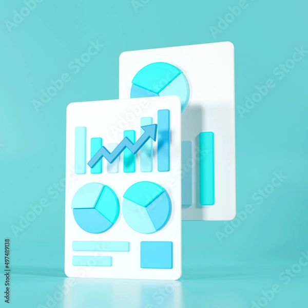 Obraz Business strategy concept. Business financials, leadership, direction and growth, planning. 3d render illustration