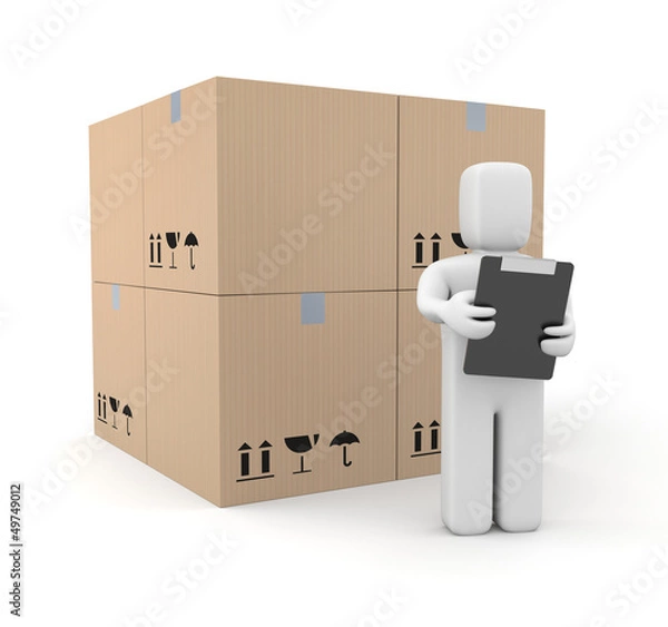 Obraz Person with clipboard and boxes