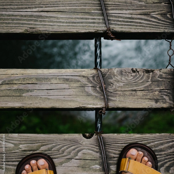 Obraz Looking down from the suspension bridge