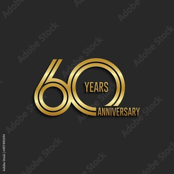 Fototapeta 60th anniversary logotype. Anniversary celebration template design for booklet, leaflet, magazine, brochure poster, banner, web, invitation or greeting card. Vector illustrations.