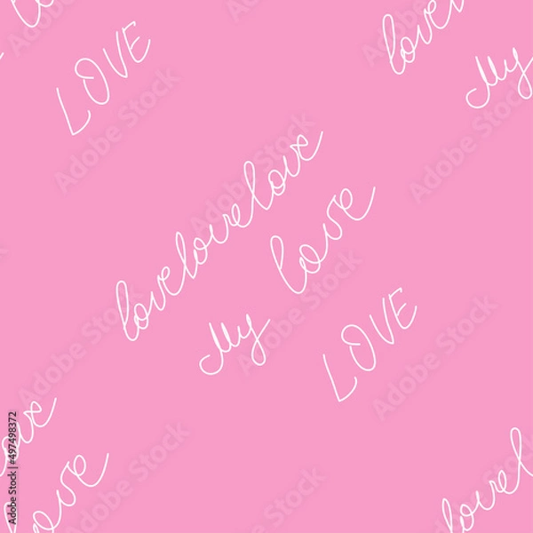 Fototapeta love you hearts romantic pattern illustration isolated on white. black and white seamless pattern for wallpaper, textiles, packaging, scrapbooking, foil stamping.