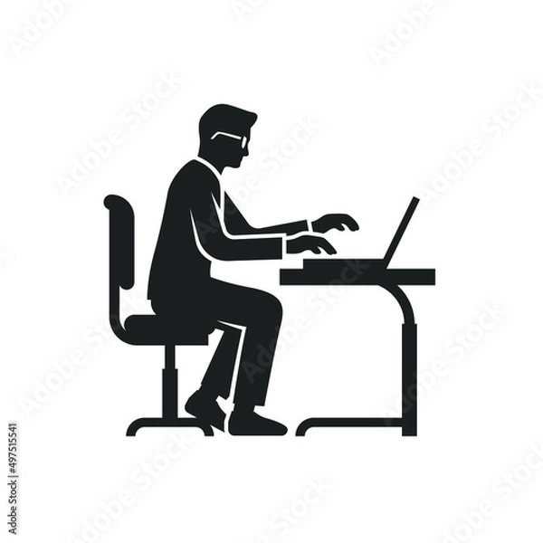 Obraz man working on laptop icon vector illustration isolated on white