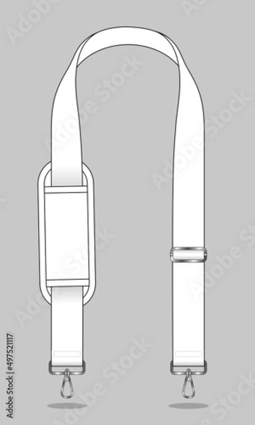 Obraz Laptop White Shoulder Bag Strap with Chain Sling Template on Gray Background, Vector File